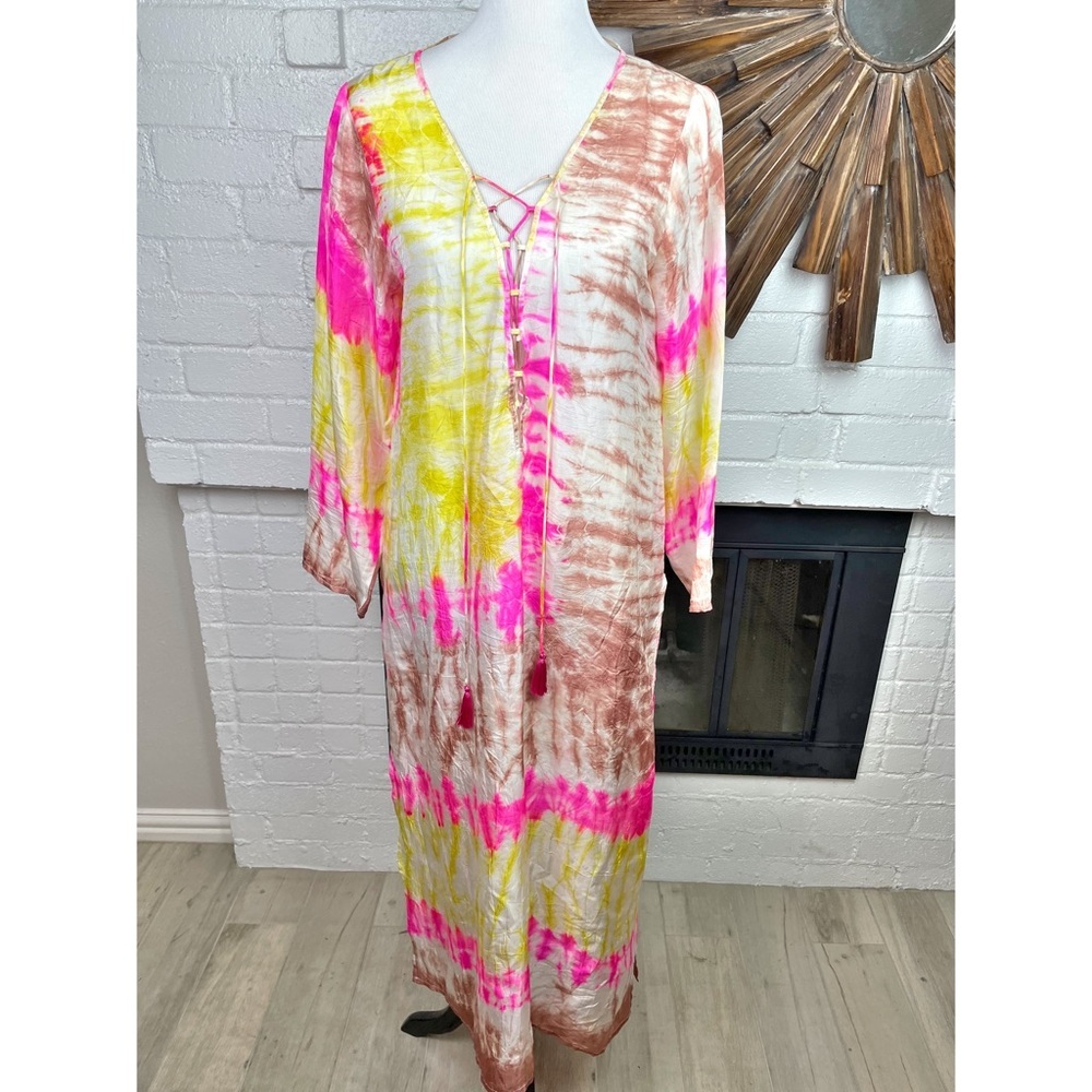 Juliet Dunn London Silk Tie Dye Kaftan